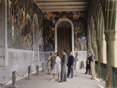 Tourists Study Diego Rivera
