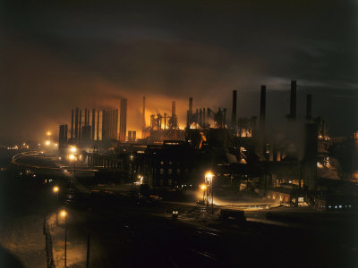 Buy Blast Furnaces of a Steel Mill Light the Night at AllPosters.com
