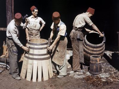 Malaysian Coopers Work Making Barrels at a Winery