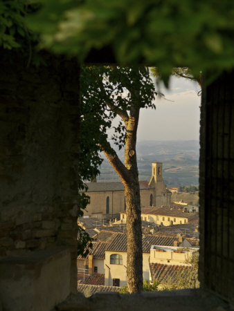 San Gimignano, Tuscany, Italy- View of Town Seen Through a Window