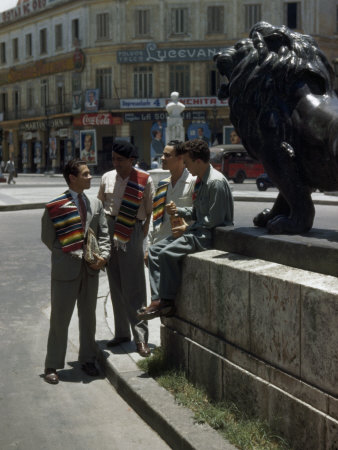 Students from Mexico City Visiting Havana Stand on a Street Corner
