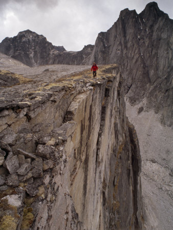 Mountaineer Hikes a Ridge on Mount Harrison Smith