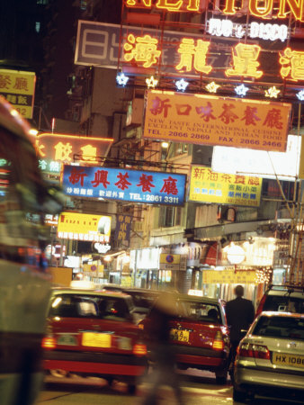 Neon Lights Illuminate the Nightlife in Wan Chai, Hong Kong