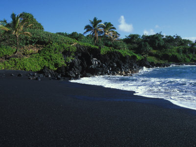 Black Volcanic Sand Beach on ...