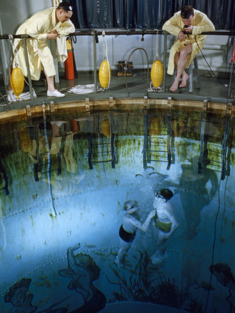 Buy Submarine Trainee and Instructor Rise to Surface of Training Tank at AllPosters.com