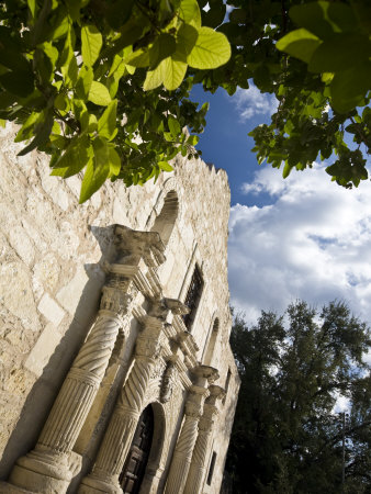 San Antonio, Texas, the Alamo, Side Angle Wide Angle View of Facade