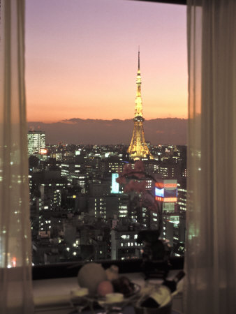 Night View of Tokyo Tower from Another Building