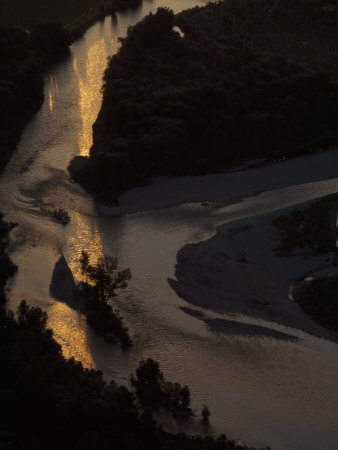Aerial View of the Yellowstone River at Twilight