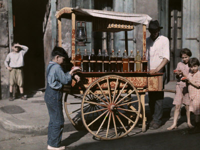 Buy Children Gather by a Vendor Selling "Snowball" Treats at AllPosters.com