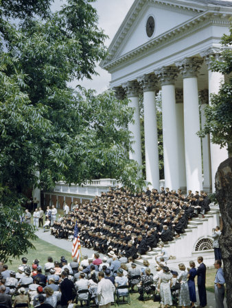 Graduating Class of 1949 Sits on the Steps of the Rotunda