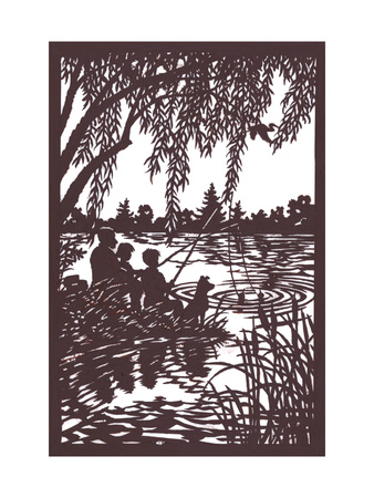 Dad and Kids Fishing