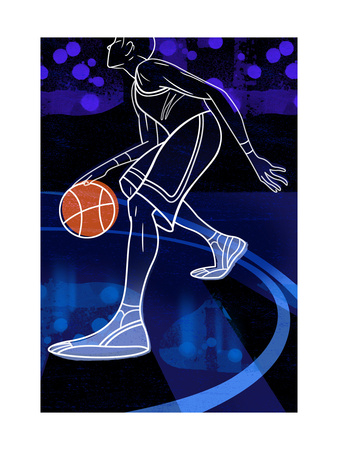Buy Basketball Player on Blue at AllPosters.com