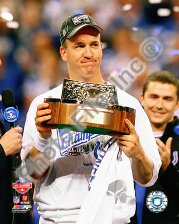 Peyton Manning with the 2009 AFC Championship Trophy Poster