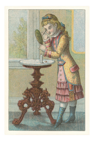 Victorian Girl Putting on Eye Makeup