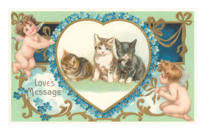 Victorian Kittens and Cupids, Love`s Message