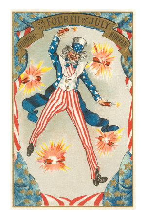 4th of July, Uncle Sam Throwing Firecracker