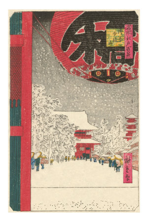 Buy Japanese Woodblock, Temple in Snow at AllPosters.com