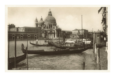 Gondolas and Salute Church, Venice, Italy
