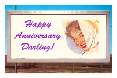 Happy Anniversary Darling, Woman on Billboard