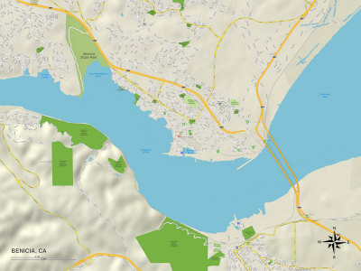 Reprints of Benicia political map available by clicking on images.