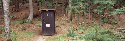 Outhouse in a Forest, Adirondack Mountains, New York State, USA