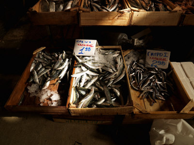 Fish for Sale in a Market, Central Market, Omonia District, Athens, Attica, Greece