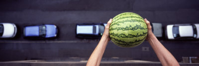 Buy Person Dropping a Watermelon from High Above onto a Street at AllPosters.com