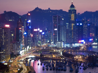 Hong Kong, Hong Kong Island, Causeway Bay View across Harbour to Victoria Peak, China