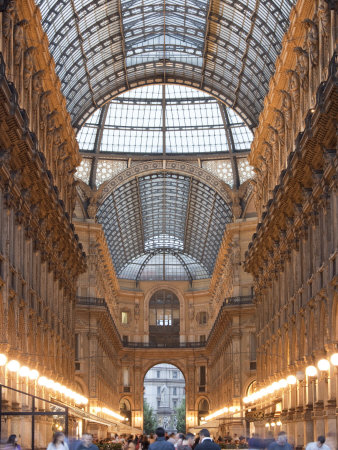 Lombardy, Milan, Galleria Vittorio Emanuele Ii, Shopping Arcade, Interior, Evening, Italy