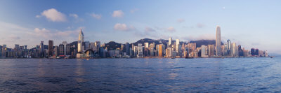 Skyline of Central, Hong Kong Island, from Victoria Harbour, Hong Kong, China, Asia