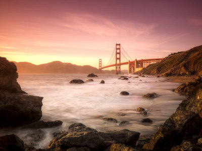 California, San Francisco, Golden Gate Bridge from Marshall Beach, USA