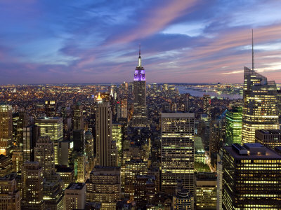 New York City, Manhattan, View Towards Downtown; Empire State Building from Rockerfeller Centre, US