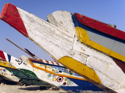 Buy Mauritania, Colourful Fishing Boats on Shore at Plage Des Pecheurs Near the Capital of Nouakchott at AllPosters.com