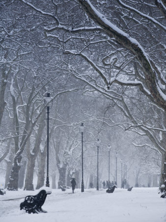 Hyde Park Snow Scene, London, England, UK