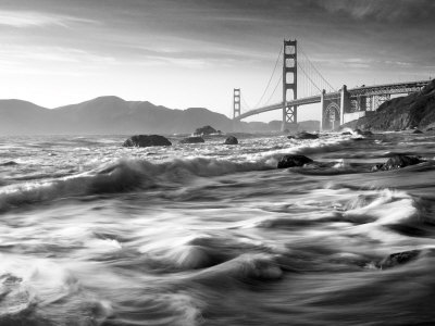 California, San Francisco, Golden Gate Bridge from Marshall Beach, USA