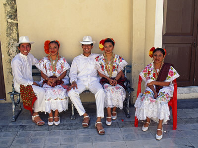 Members of a Folklore Dance Group Waiting to Perform, Merida, Yucatan State