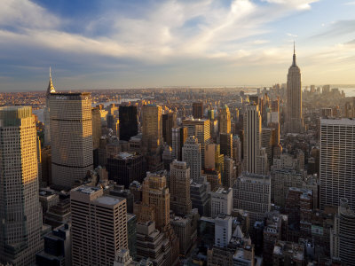 New York City, Manhattan, View of Downtown and Empire State Building from Rockerfeller Centre, USA