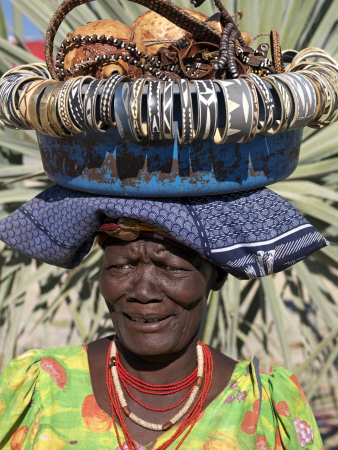 Himba Street Vendor at Opuwo Who Sells Himba Jewellery, Arts and Crafts to Passing Tourists