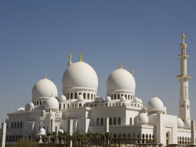 Domes and Minaret of the New Sheikh Zayed Bin Sultan Al Nahyan Mosque, Grand Mosque, Abu Dhabi