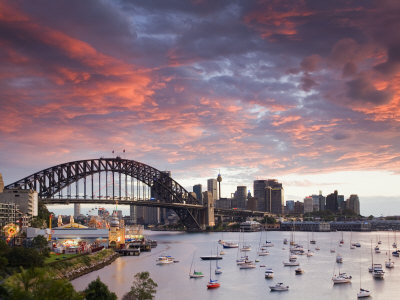 View over Lavendar Bay Toward the Habour Bridge and the Skyline of Central Sydney, Australia