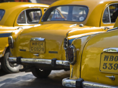 West Bengal, Kolkata, Calcutta, Yellow Ambassador Taxis, India