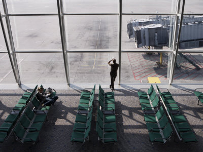Man Wan Waiting at Airport Gate, Chek Lap Kok Airport, Hong Kong, China, Asia