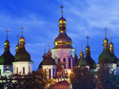 St. Sophia's Cathedral, Built Between 1017 and 1031 with Baroque Style Domes, Kiev, Ukraine