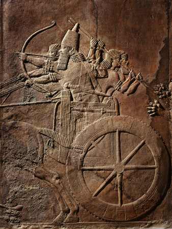 King Ashurbanipal on his Chariot, Assyrian Reliefwork, from Palace at Nineveh, 650 BC