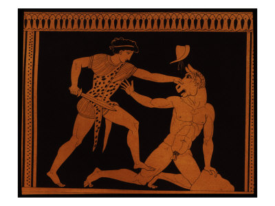 Theseus Slays the Minotaur from Reliefs of Painted Vases of the Count of Bamberg, 1813
