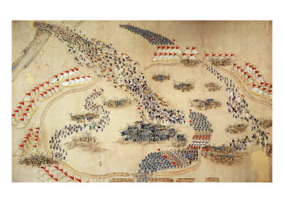 Taiping Rebellion, Contemporary Painting of Imperial Chinese Troops, Tientsin, c. 1850