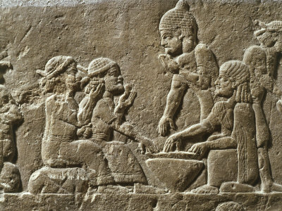 Soldiers Eating, from Military camp, relief, 7th century BC Assyrian