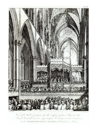 Gallery prepared for the reception of Royal Family in Westminster Abbey, engraved by John Spilsbury