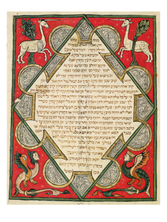 Grotesques, illustration from the Jewish Cervera Bible, 1299