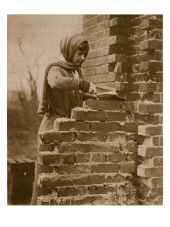 Women Work Force Laying a Brick Wall, 1914-19